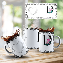 CANECA COM INICIAL DO NOME (ALFABETO FLORAL PRETO) - SO MAIS UMA CANECA