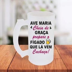 Caneca De Chopp 475ml Personalizada Ave Maria Cheia De Graça