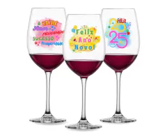 Kit 3 Taças 465ml Vinho Personalizada Fim De Ano