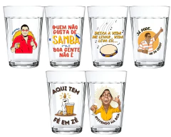 2 Copos Americanos 190ml Vidro Personalizado Zeca Pagodinho Não Desbota