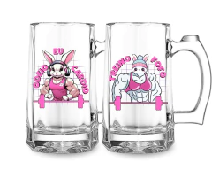 Jogo 2 Canecas Chopp/Cerveja Vidro Frases Meme Academia
