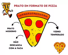 Conjunto com 6 Pratos Vidro Formato de Pizza - Oro Comércio