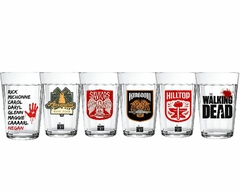 Kit 6 Copos Vidro Temático The Walking Dead 190ml Série Zumbi