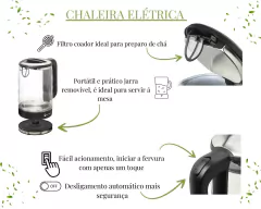 Chaleira Elétrica 2L Vidro Borossilicato 127V/220V - comprar online