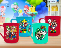 Kit 2 Caneca Plástico Estampada Mario Bros Jogo Desenho - comprar online