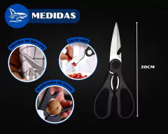 Kit 3 Facas Tubarão Inox Profissional Antiaderente Tesoura & Descascador - loja online