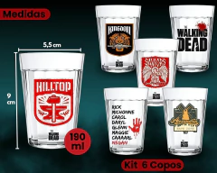 Kit 6 Copos Vidro Temático The Walking Dead 190ml Série Zumbi na internet