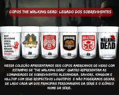 Kit 6 Copos Vidro Temático The Walking Dead 190ml Série Zumbi - Oro Comércio
