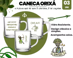 Imagem do 3 Canecas 255ml Vidro Personalizada Orixás Umbanda