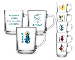 Imagem do 3 Canecas 255ml Vidro Personalizada Orixás Umbanda