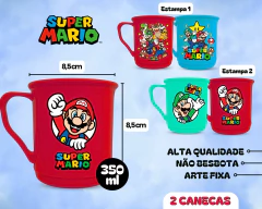 Kit 2 Caneca Plástico Estampada Mario Bros Jogo Desenho - Oro Comércio