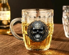 24 Canecas Chopp Vidro 300ml Personalizada Caveira Bar Pub - loja online