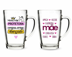 1 Caneca 300ml Café Vidro Personalizada Mimo Dia Das Mães