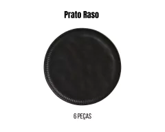 Kit 6 Prato Raso de Cerâmica Linha Preto Matte - Oro Comércio
