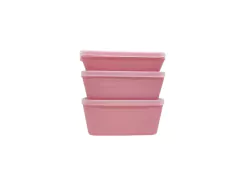 Conjunto de 3 Potes Com Tampa De Plástico
