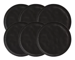 Kit 6 Prato Raso de Cerâmica Linha Preto Matte