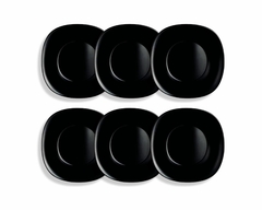 Conjunto com 6 Pratos Fundos Quadrados Pretos