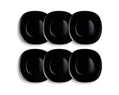 Conjunto com 6 Pratos Fundos Quadrados Pretos