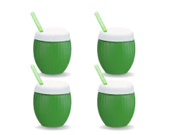 Conjunto com 4 Copos de Coco de Plástico 300ml