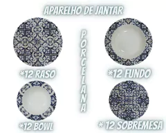 Aparelho de jantar com 48 Peças de Cerâmica Azul - comprar online