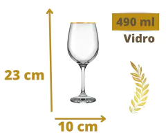 Kit 6 Taça de Vinho Filete de Ouro 490ml na internet
