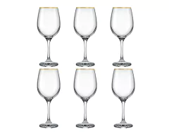 Kit 6 Taça de Vinho Filete de Ouro 490ml