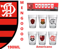 Jogo com 6 Copos Americanos de Time 190ml - Oro Comércio