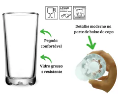 Jogo De 3 Copos 300ml Vidro Transparente - comprar online