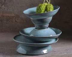 Conjunto com 6 Pratos Rasos de Porcelana - Azul - comprar online