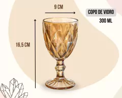 Conjunto Jarra 1L + 6 Taças 300ml Vidro Diamond Ambar - Oro Comércio