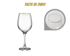 Kit 6 Taça de Vinho Filete de Ouro 490ml - loja online