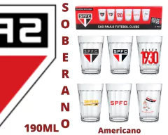 Jogo com 6 Copos Americanos de Time 190ml
