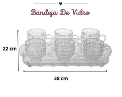 6 Xicaras De Vidro + Bandeja Cantinho Do Café - Oro Comércio