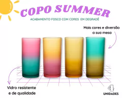 kit 4 Copos 300ml Vidro Colorido Degradê na internet