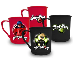 2 Canecas Plásticas Personalizadas Infantil Miraculous 350ml BPA FREE