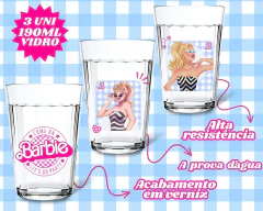 Conj. 3 Copos de Vidro 190ml Coleção Barbie Vintage Resistente - loja online