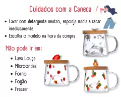Imagem do Caneca 350ml Vidro Borossilicato Tampa De Bambu