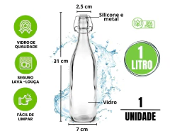 Imagem do 1 Garrafa de Vidro 1 Litro Ideal P/ Água Porta de geladeira