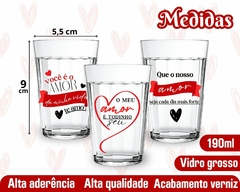 3 Copos 190ml Personalizados Dia dos Namorados Vidro - Oro Comércio