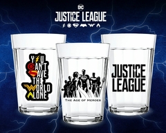 3 Copos Vidro 190ml Personalizados Liga da Justiça - Oro Comércio
