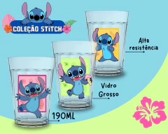 Kit 3 Copos Americanos Stitch Colorido a Vidro 190ML - Oro Comércio