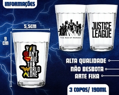 3 Copos Vidro 190ml Personalizados Liga da Justiça - comprar online