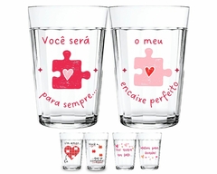 Kit 2 Copos Dia dos Namorados 190ml Vidro Transparente - Oro Comércio