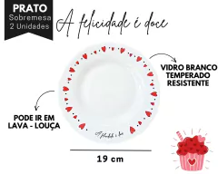 Kit 2 Pratos Sobremesa Love Estampado - loja online