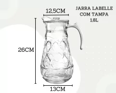 Jarra de Vidro com Tampa 1,8L Transparente Suco Água - Oro Comércio