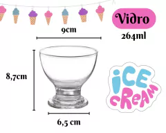 Kit 3 Taças Vidro Resistente Sobremesa Gourmet Sorvete 264ml - Oro Comércio