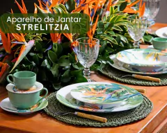 Aparelho Jantar Flor Ornamental Strelitzia 20un. Luxuoso Ceramica - comprar online