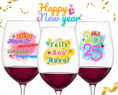 Imagem do Kit 3 Taças 465ml Vinho Personalizada Fim De Ano