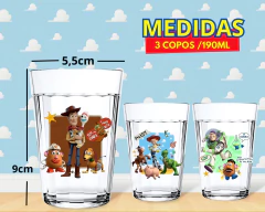 Conj. 3 Copos 190ml Vidro Personalizado Pixar Toy Story - loja online