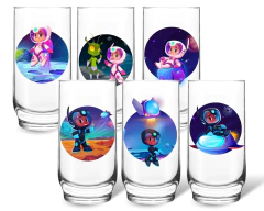 6 Copos Altos 300ml Personalizado Coleção Astronauta